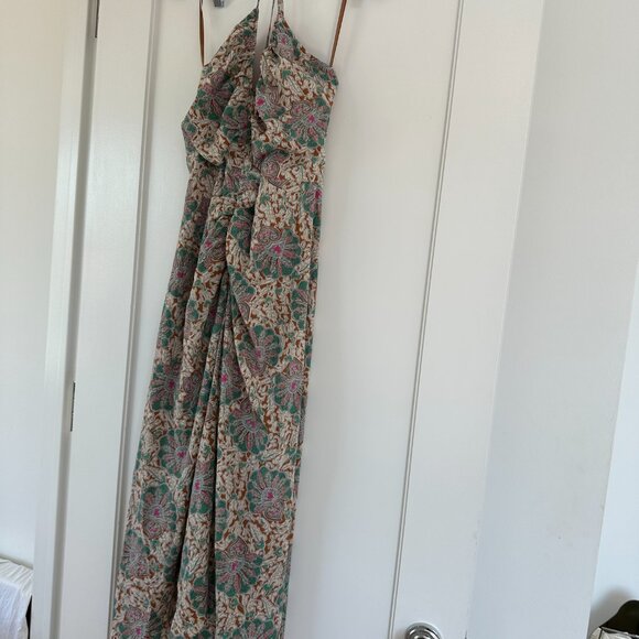NWT Veronica Beard Aldana Midi Dress Ruched Front Halter Neck Floral Print Sz 12 - Picture 5 of 14